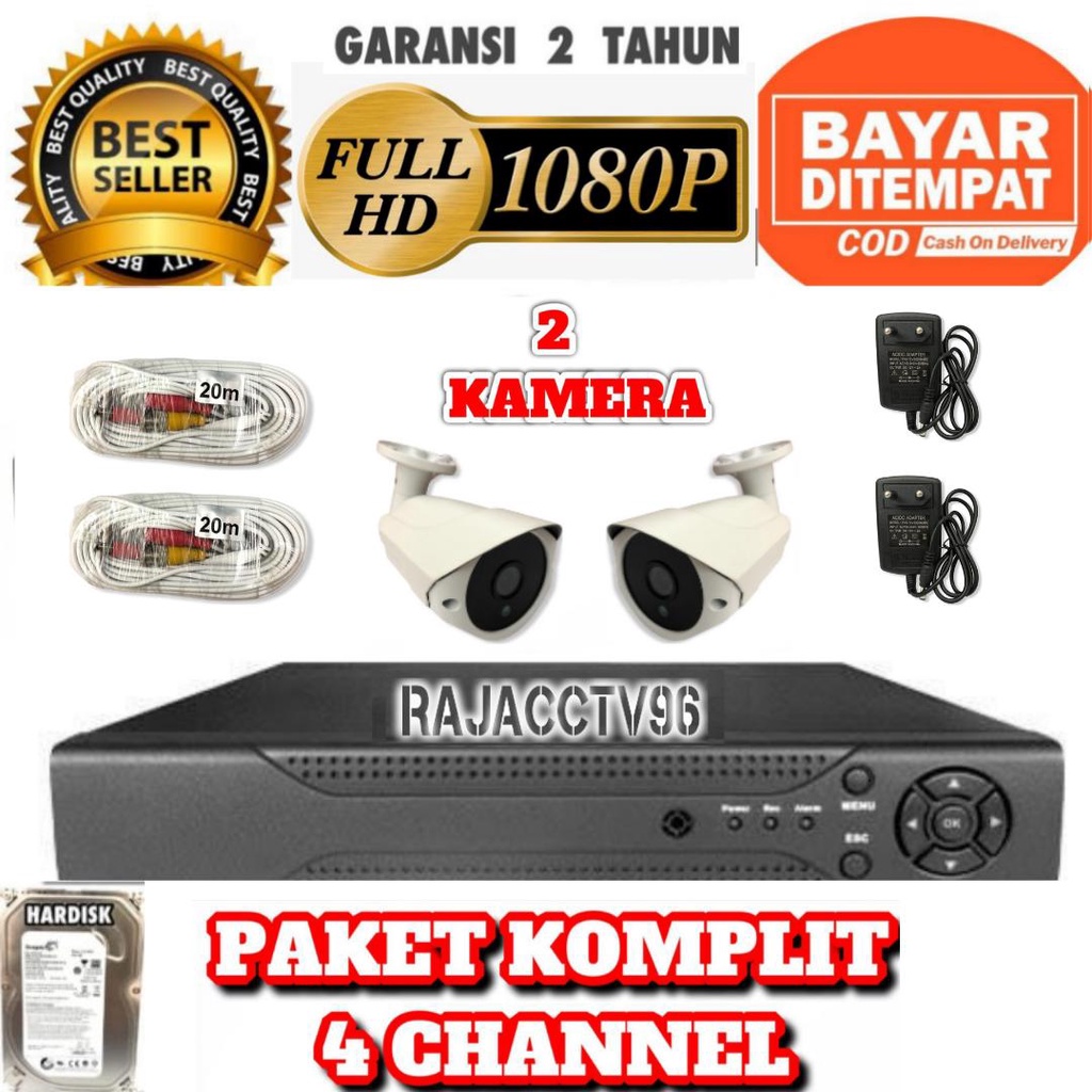 Paket CCTV 4 Channel 2 kamera Full HD LENS 5MP HDD-500GB Infrared