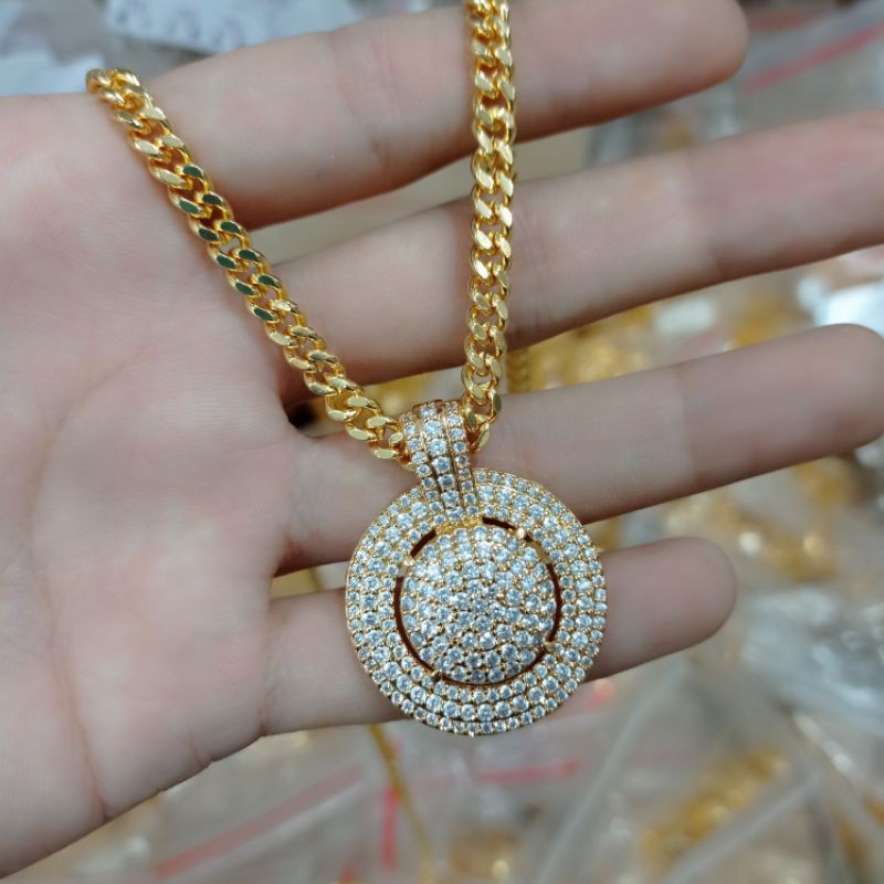 kalung dewasa liontin permata zircon mewah, panjang kalung 60cm