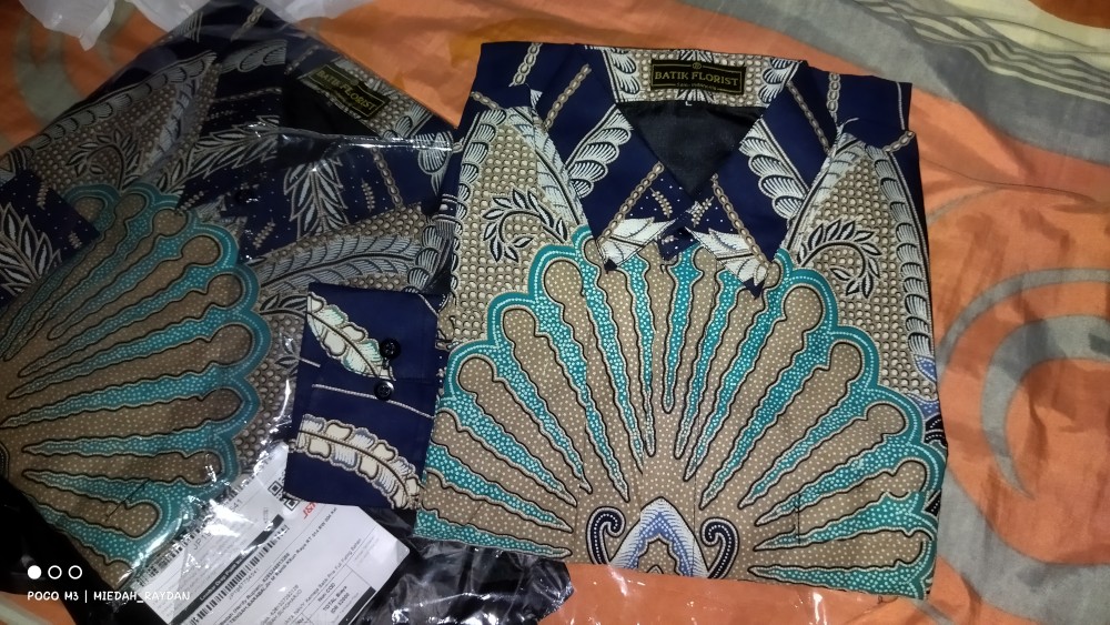 Sanjaya Navy Kemeja Batik Pria Full Furing Bahan Katun Primisima