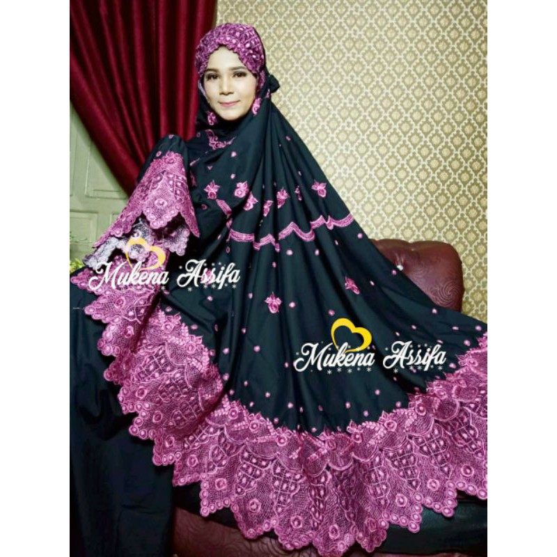 MUKENA BORDIR KELILING HITAM  MUKENA BORDIR PADANG BUKITTINGGI