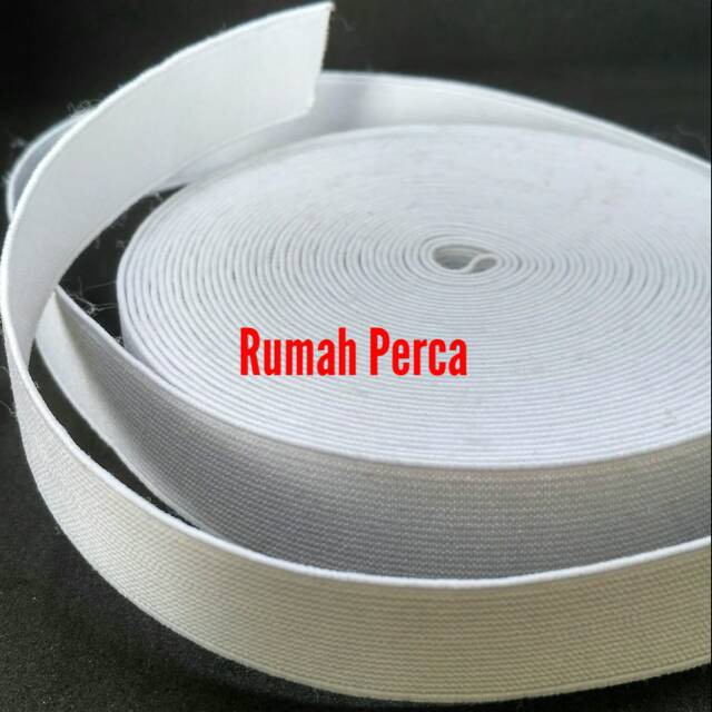 Karet Elastis Celana Kolor Rok Kasur Warna Putih Ukuran 2,5cm Harga Per Meter