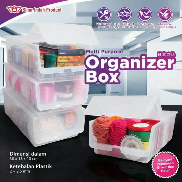 Organizer box per 3pcs bahan plastik berkualitas untuk simpan barang multifungsi bisa ditumpuk