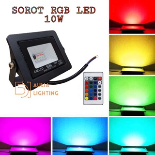 Lampu sorot RGB 10w Led full color warna warni 10 w watt flood light taman outdoor Remote Taman Hias