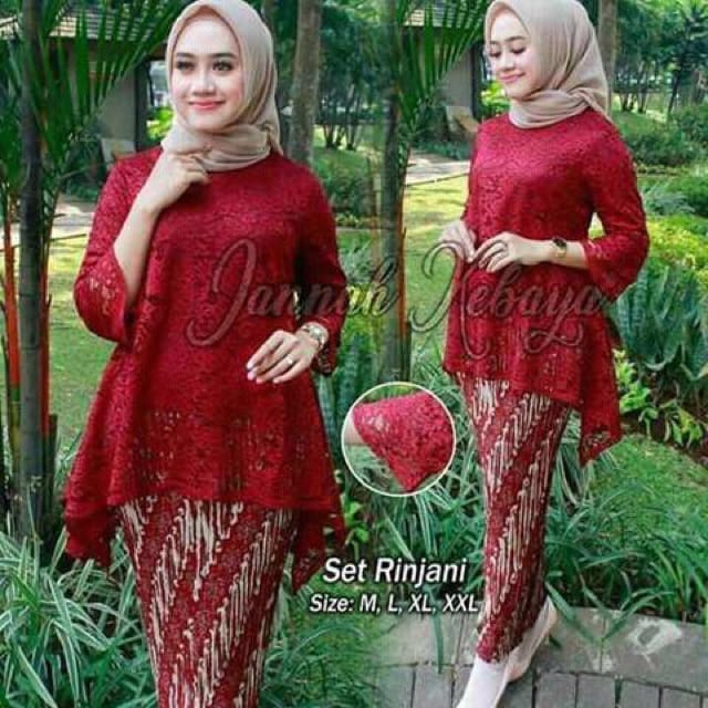 ( PROMO ) ZALORA GROSIR_ SETELAN RINJANi  ROK BATIK/KEBAYA BROKATKebaya Rinjani / Kebaya Brokat