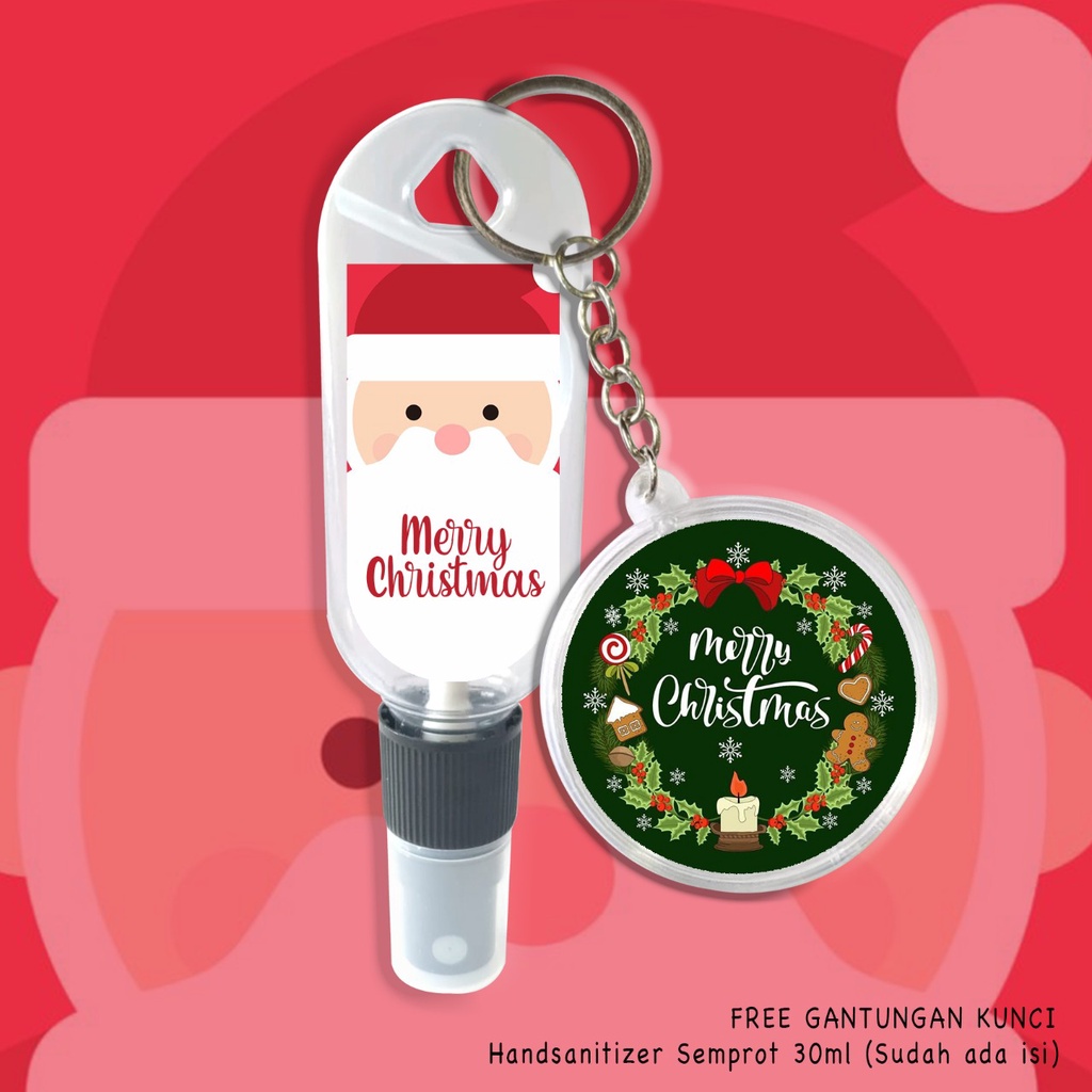 (FREE GANTUNGAN KUNCI) HAND SANITIZER XMAS FACE / KADO NATAL TERMURAH / INCLUDE ISI 30ML