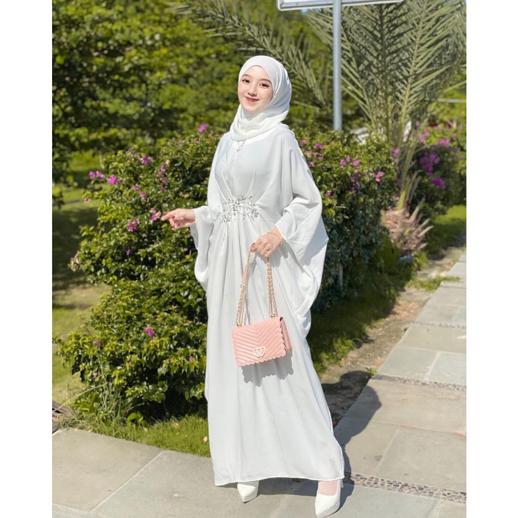 Shafira Kaftan Wanita Muslim Remaja Gamis Kaptan Swarovski Mewah Kekinian