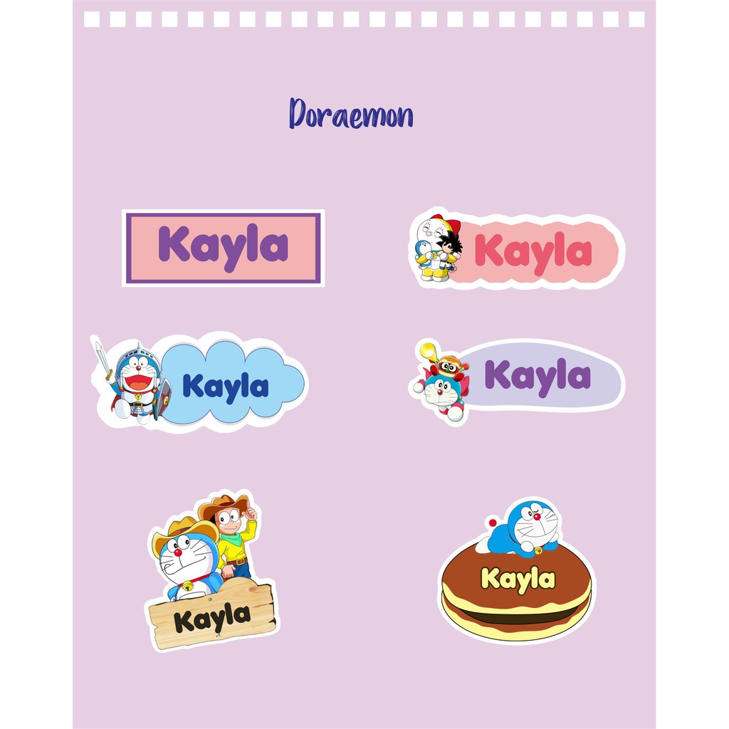

192pcs Stiker Label Nama Kekinian Tahan Air & Anti Luntur untuk Umum Tema Doraemon