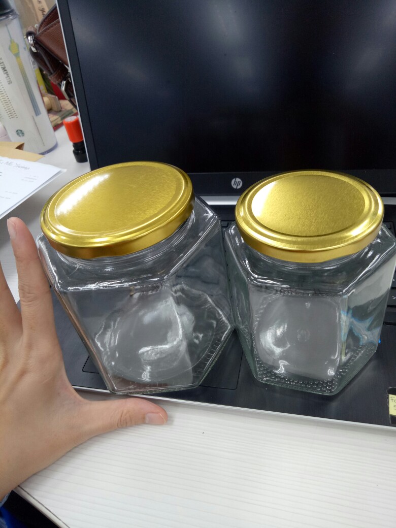 Murah Jar Toples Wadah Kaca 180ml 500ml Hexagonal Makanan Kue Kering Bumbu Sambal Sambel Grosir