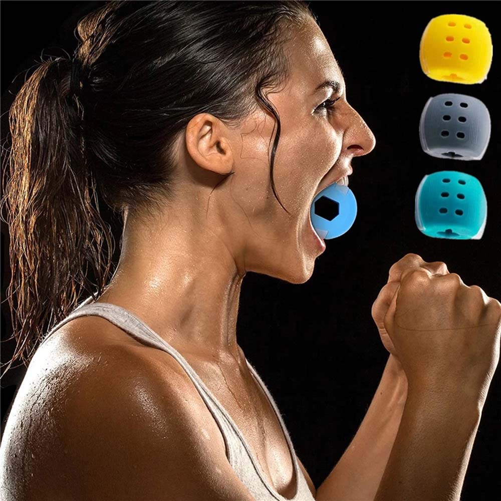 REBUY 30-50Lbs Face Jaw Trainer Neck Mandibular Exerciser Jaw Muscle Exerciser Jawline Fitness Ball Food Grade Silicone Chew Ball Mouth Jawline  Exerciser Chew Device Neck Face-Lift Exercise Bite Muscle Training Jaw Trainer/Multicolor