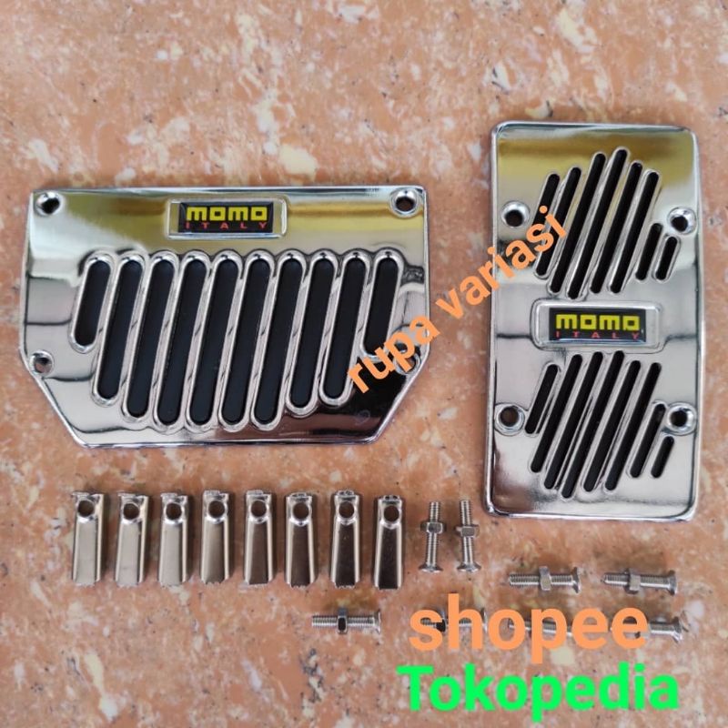 pedal gas + rem mobil matik matic warna merah crome hitam