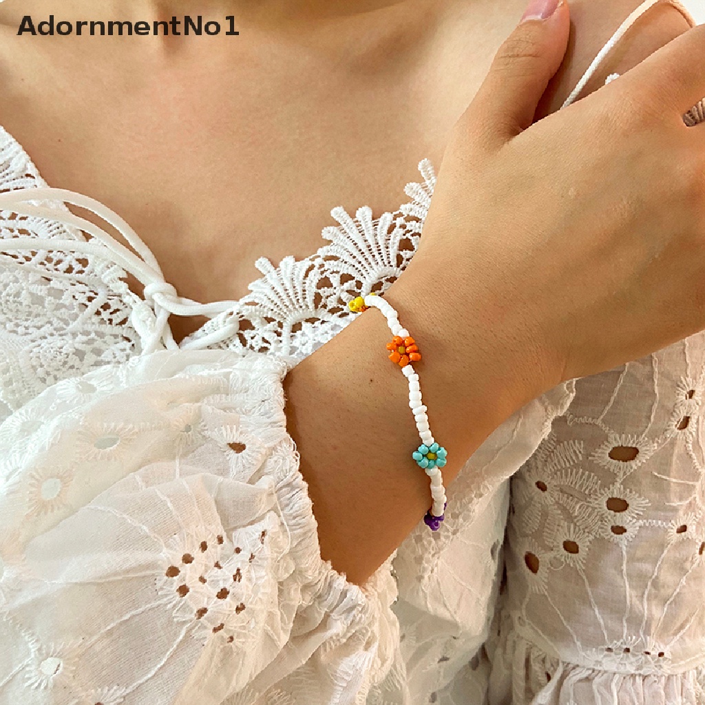 (AdornmentNo1) Gelang Bangle Manik Bunga Aster Handmade Gaya Boho Untuk Wanita