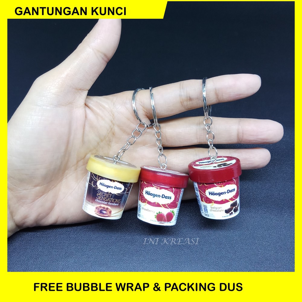 GANTUNGAN KUNCI MINIATUR CUP ICE CREAM HAAGEN DAZS