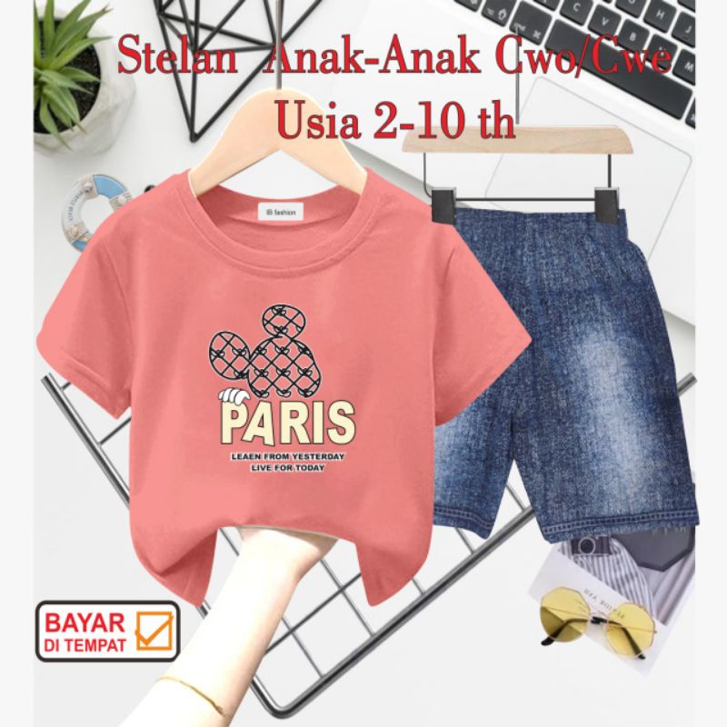 ((IB))SETELAN ANAK2 UNISEX SEMI JEANS/PARIS DIGITAL SABLON