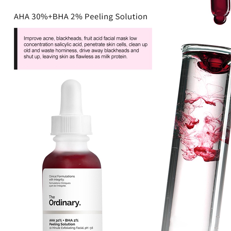 The Ordinary AHA 30% + BHA 2% Peeling Solution Anti Acne Pore Reducer Exfoliating Acne Scars Facial Mask 30ml