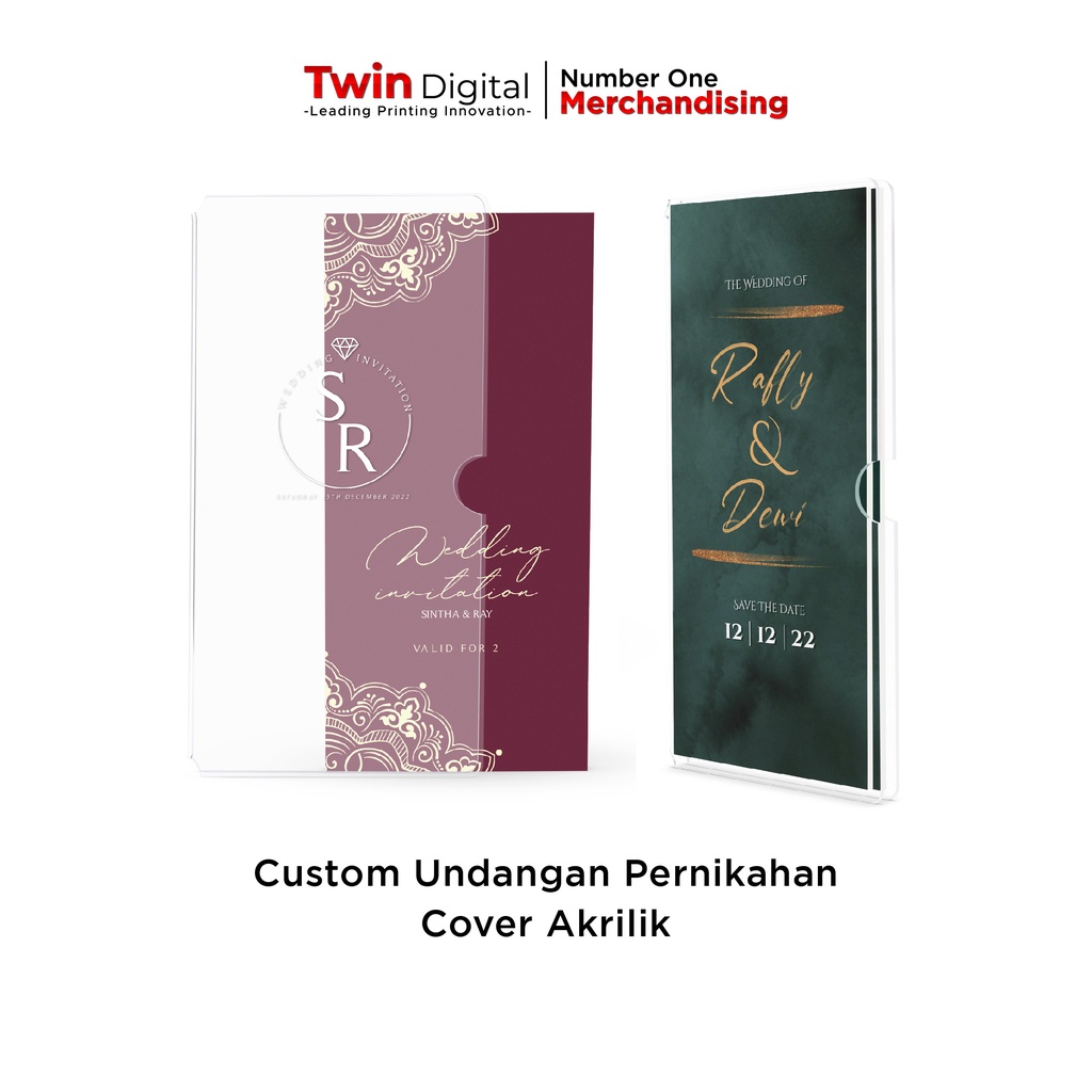 Twindigital Custom Undangan Aesthetic Pernikahan Rustic Hardcover Elegan Lipat 3 - Wedding Invitatio