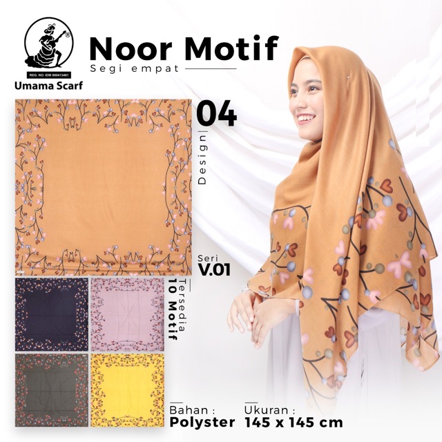 Hijab Jilbab Kerudung Besar Jumbo Lebar Segiempat Segi Empat Umama Noor Motif Syari Syar'i Design 4