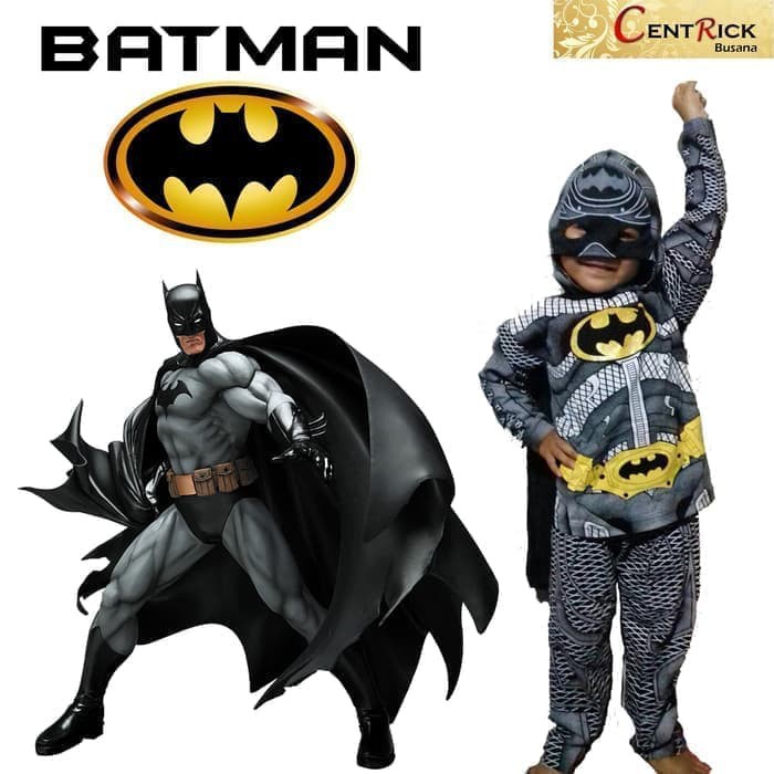 KOSTUM BAJU ANAK BATMAN TOPENG KAIN / BAJU ANAK TOPENG KAIN BATMAN USIA 2-10 TAHUN BISA COD