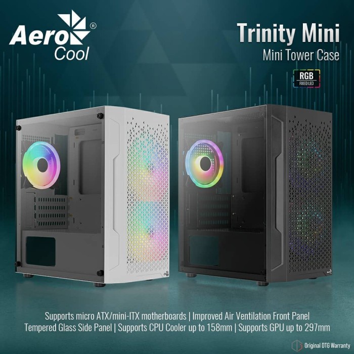 AEROCOOL Trinity Mini-Tower ATX Case - Putih murah