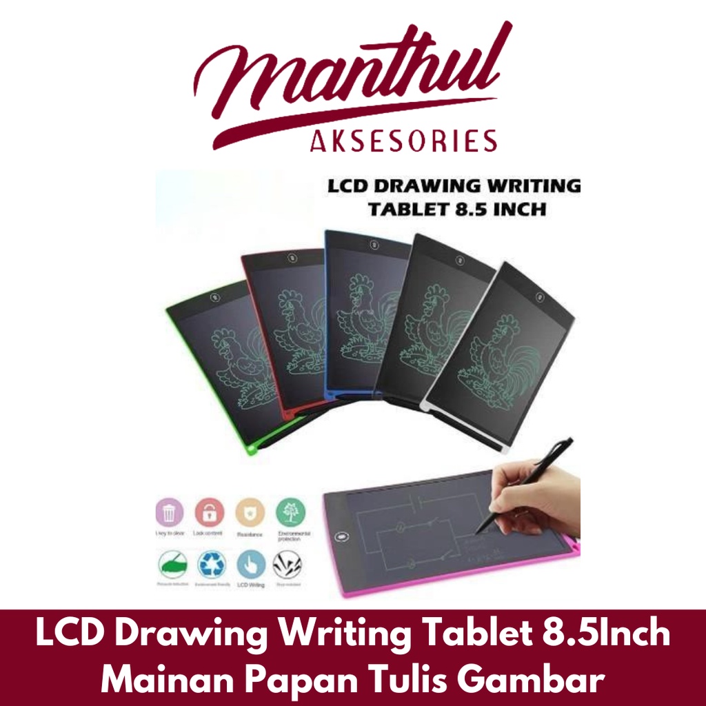 LCD Drawing Writing Tablet 8.5Inch Mainan Papan Tulis Gambar