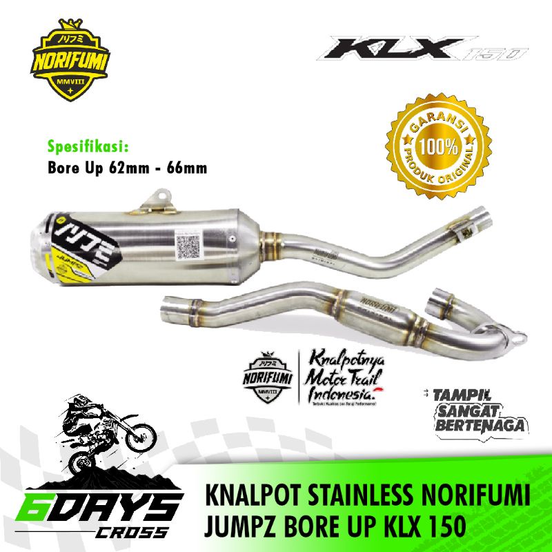 KNALPOT NORIFUMI STAINLESS JUMPZ BORE UP 62-66mm KLX 150