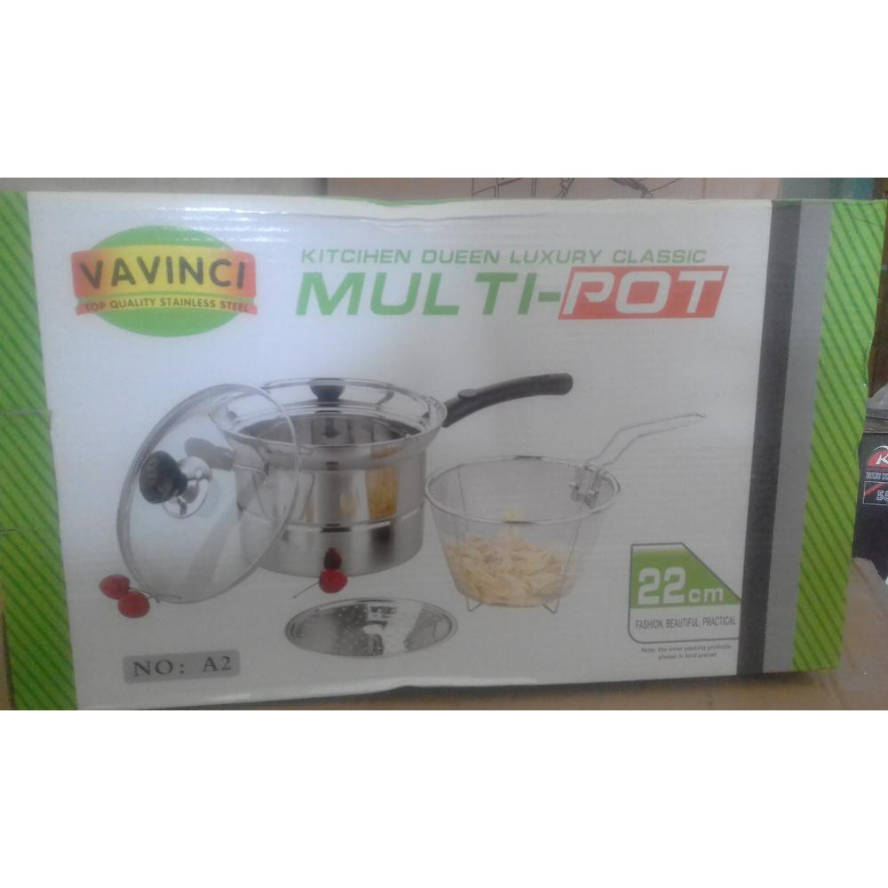 MULTI POT Vavinci Panci penggorengan serbaguna 22 cm Stainless steel Terbaik