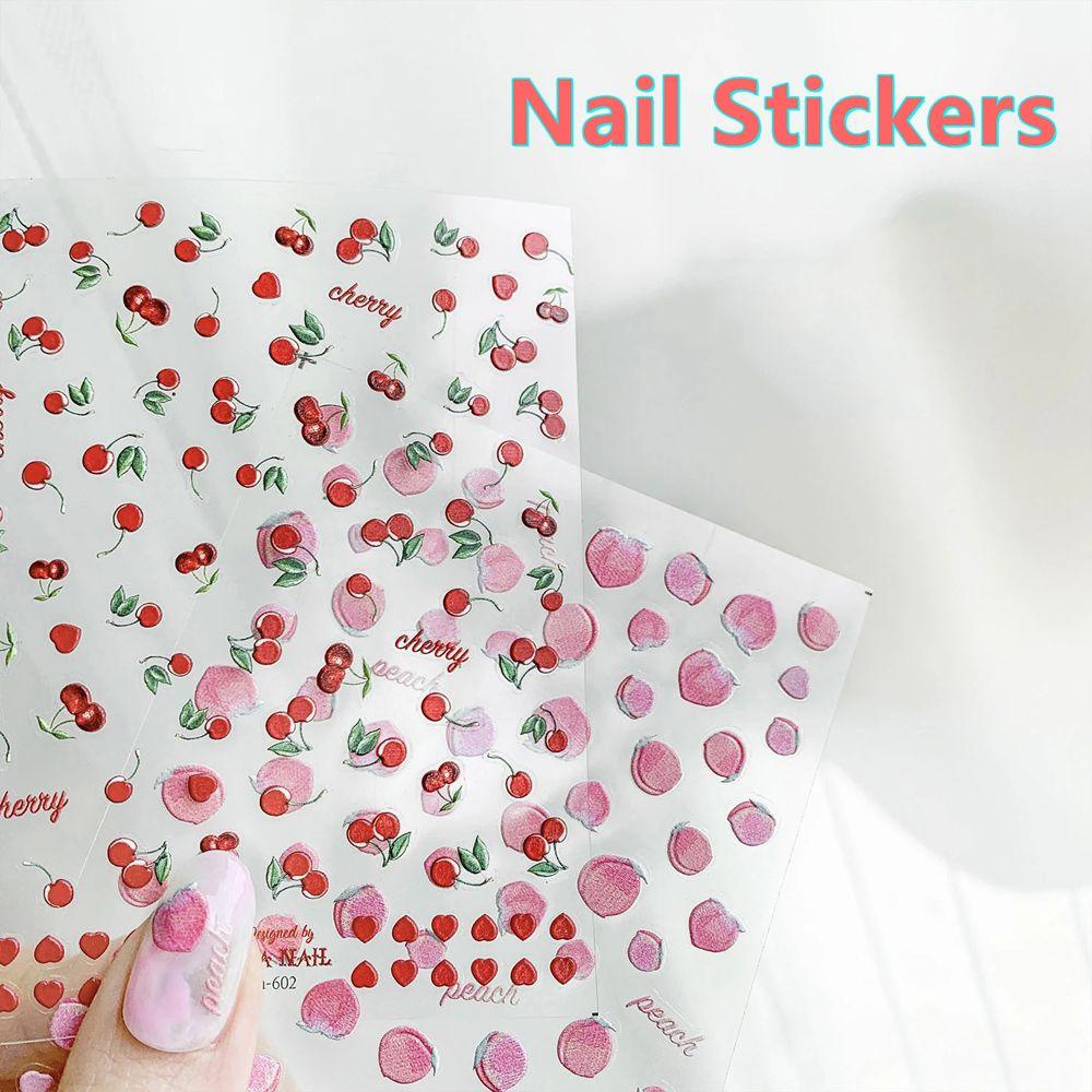 Stiker Kuku 3D Motif Buah Peach Gaya Jepang Untuk Dekorasi Nail Art