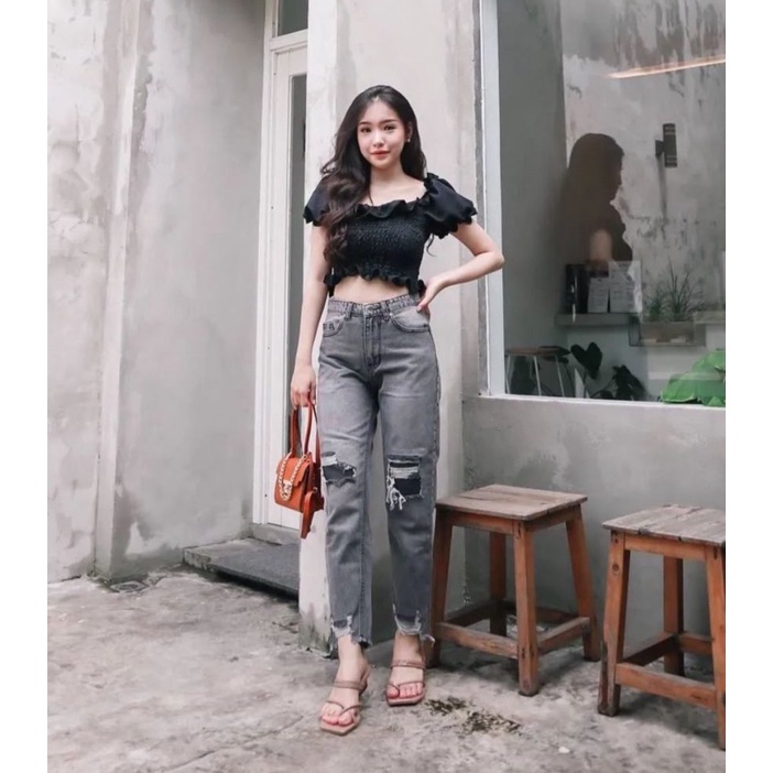 Zeline Ripped Boyfriend Jeans