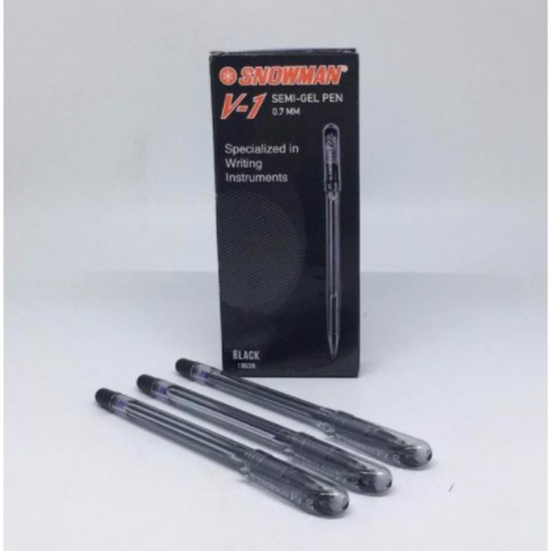 

Ecer Pulpen Snowman v-1 semi gel pen 0,7mm tinta hitam alat tulis Ready