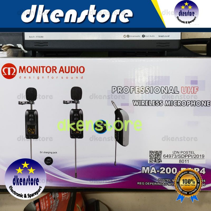Mic Wireless Monitor Audio MA200 PAP4 2 mic jepit imam mc youtuber