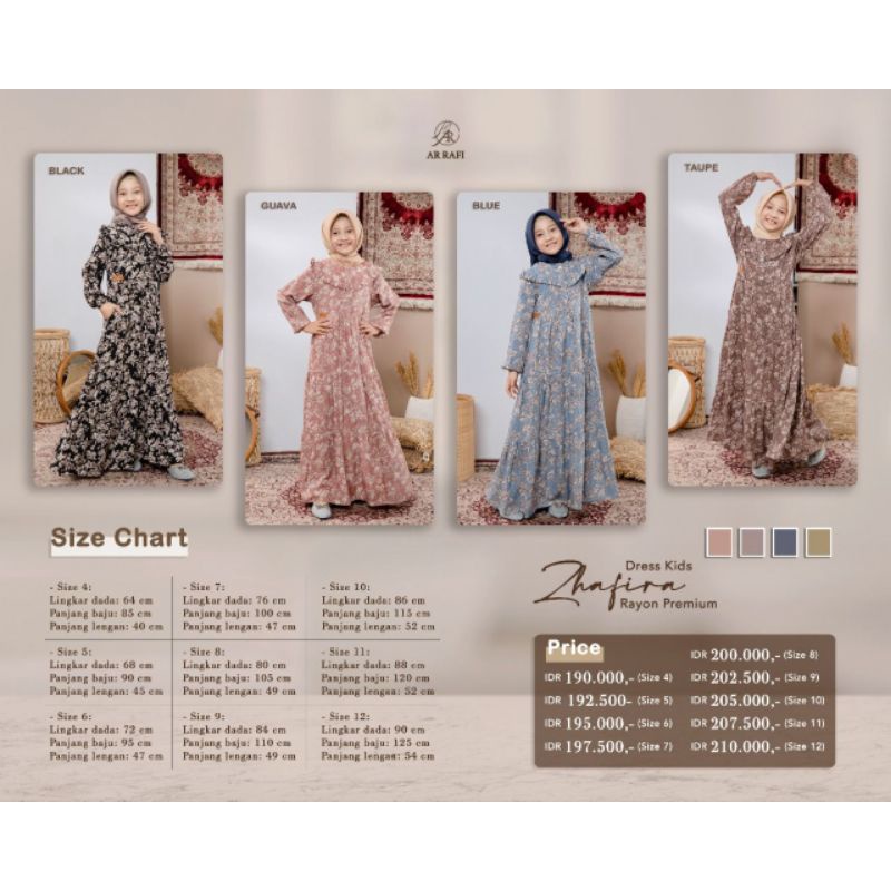 ❤HIJAB ARRAFI❤ DRESS ZHAFIRA KIDS by Hijab Ar Rafi || Dress Anak || Dress Kids || Gamis Anak