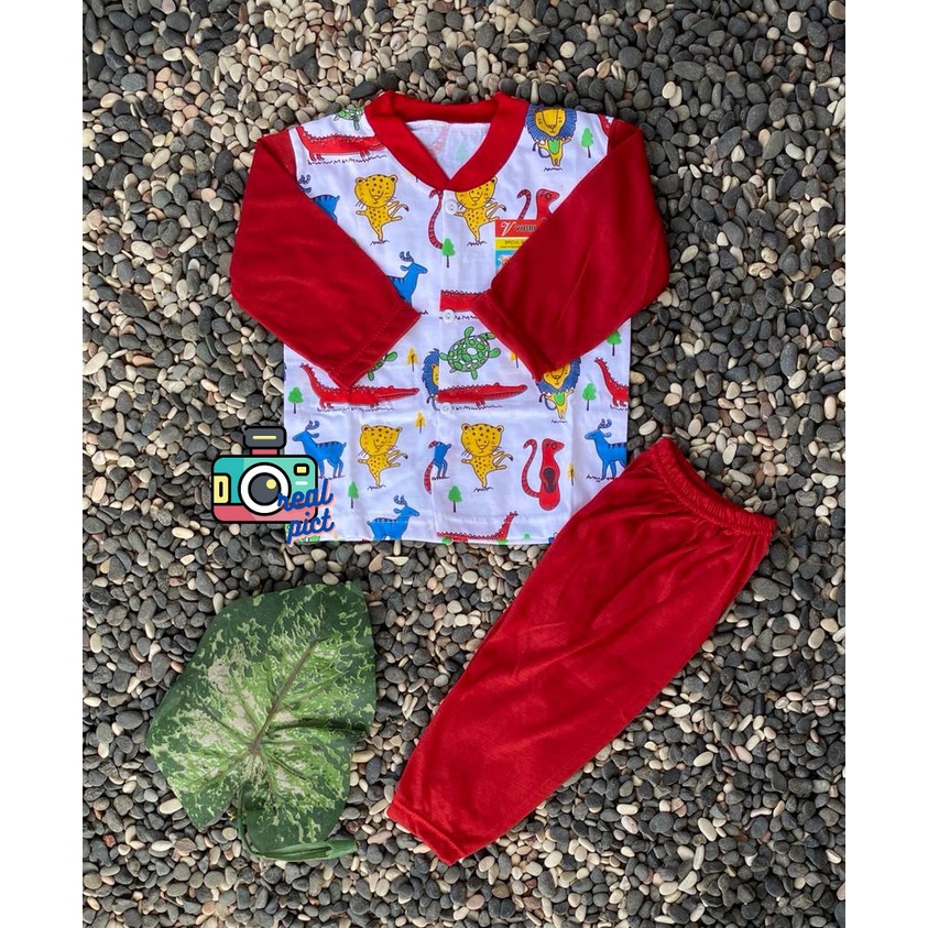 baju anak lucu murah motif animal kombinasi setelan 3-18bulan