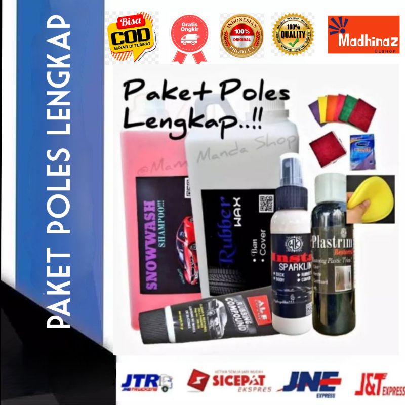 paket komplit, semir ban, pengkilap body, wash wax, penghitam, kain micro