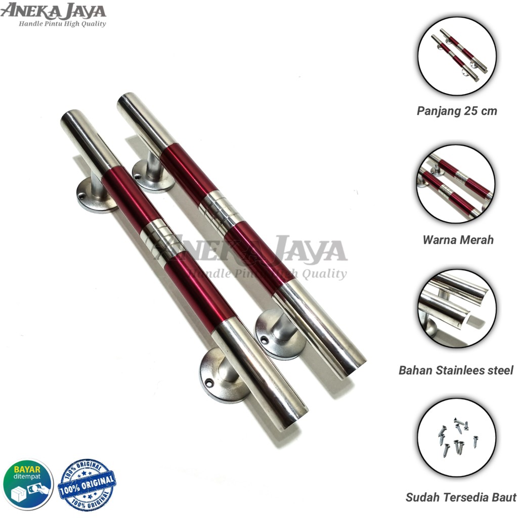 Satu set handle pintu rumah 25 cm murah minimalis tarikan pintu pull stainless gagang pintu Merah