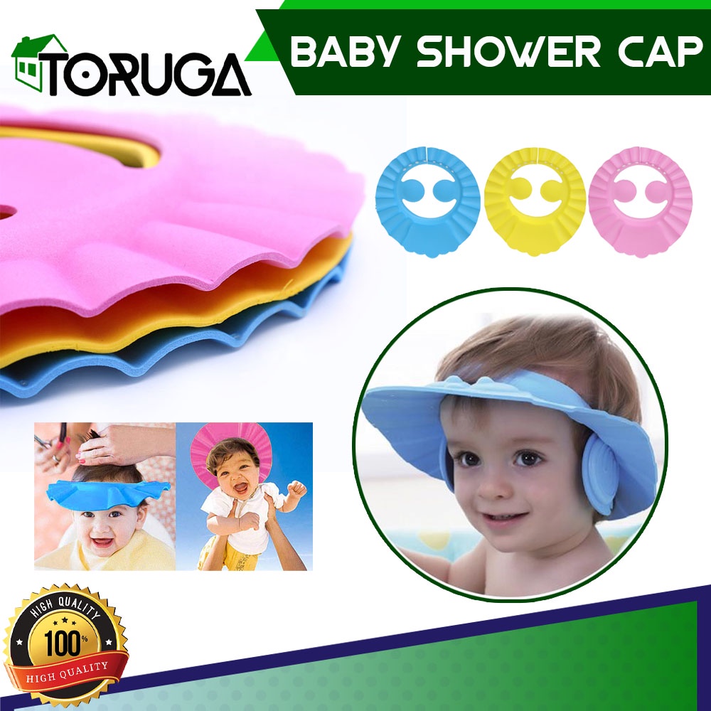 Baby Shower Cap Topi Keramas Anak Bayi Mandi Penutup Pelindung Telinga Mata Shower Hat