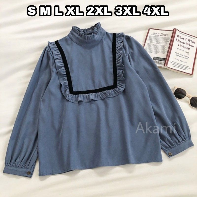 Akami Blouse Big Size Ukuran Size S M L XL 2XL 3XL 4XL XXL XXXL  XXXXL 2L 3L 4L 5L  Atasan Blouse Wanita Jumbo Atasan Big Size Kemeja Kerja Korea Over Size