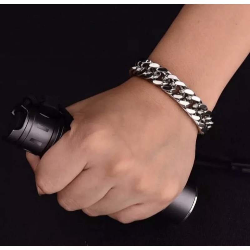 GELANG TITANIUM PRIA COWOK SILVER PERAK ASLI TITANIUM