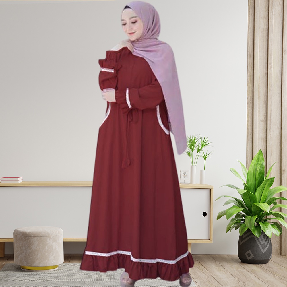 Terbaru Gamis HANIN Dress Muslim Baju Baju Terusan Wanita Gamis Casual