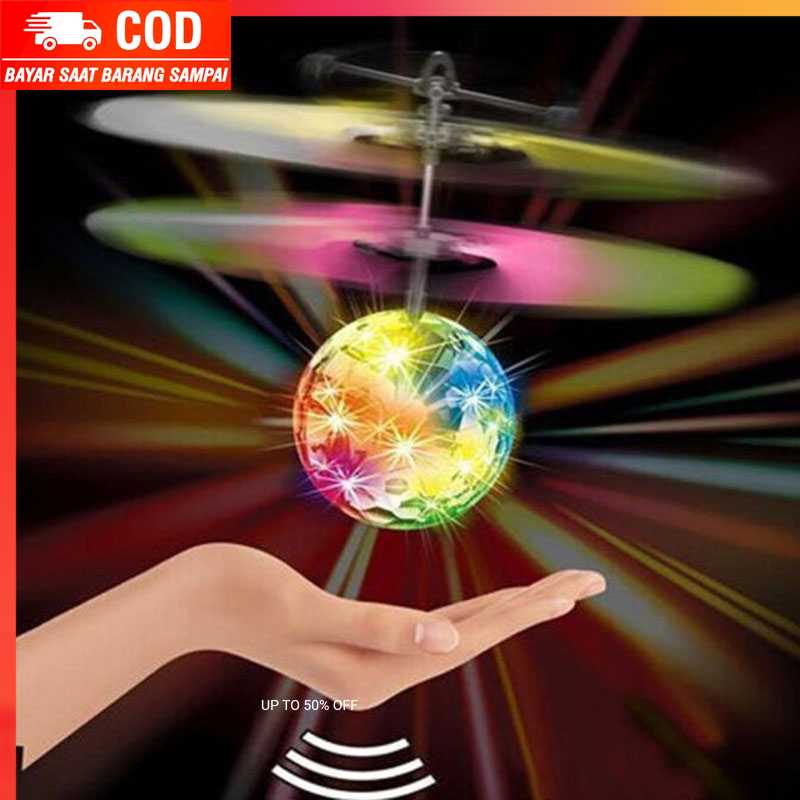 (100% BARANG ORI) Mainan Flash Flying Ball Disco Helicopter - JM-888