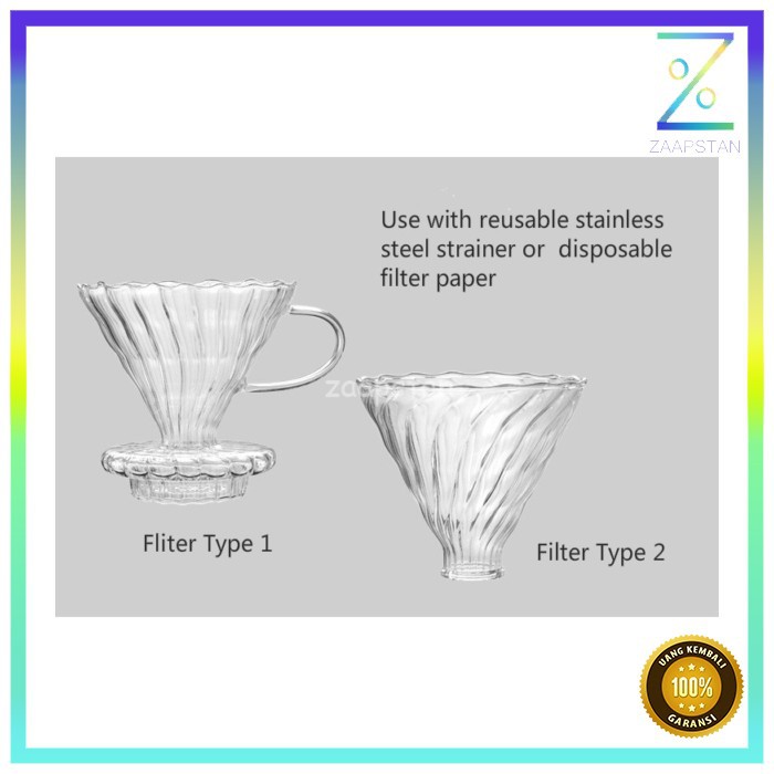 SELUNA Filter Penyaring Kopi V60 Glass Cone Coffee Filter Type 2 - SE101