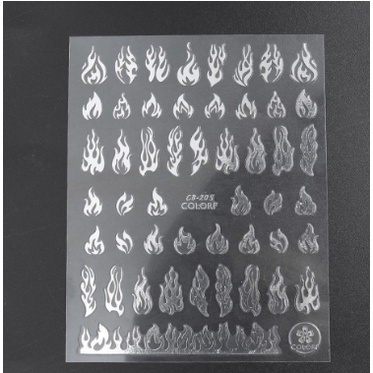 STICKER FLAME WHITE NAIL ART / STICKER API STICKER WHITE FLAME STICKER BALCK  STICKER WATER DECAL