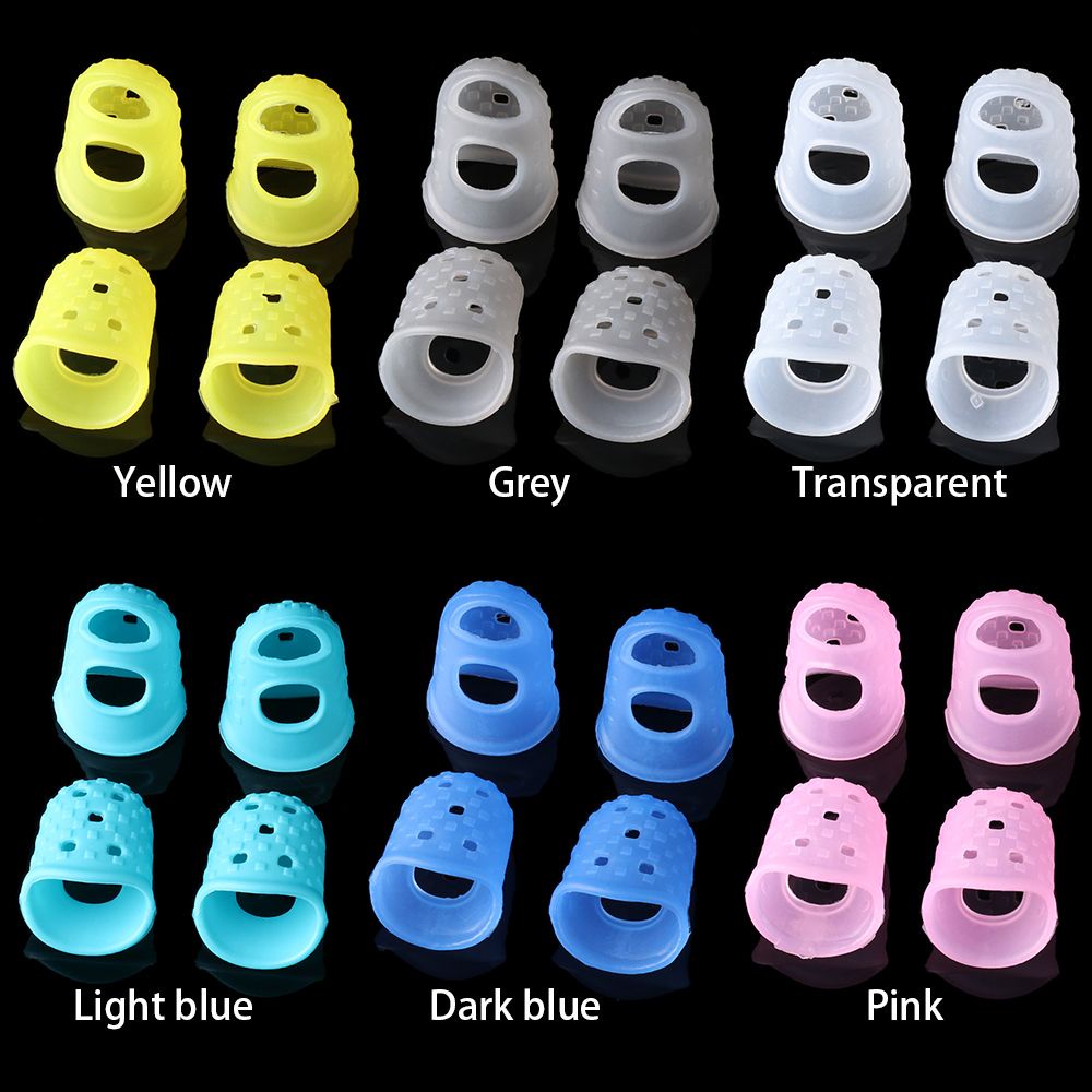 TOP 4pcs/set XS/S/M/L/XL Finger Guards 6 Colors Guitars Press Accessories Guitar Fingertip Protection Antipain Non-slip Silicone High Quality Fingerstall For Ukulele/Multicolor