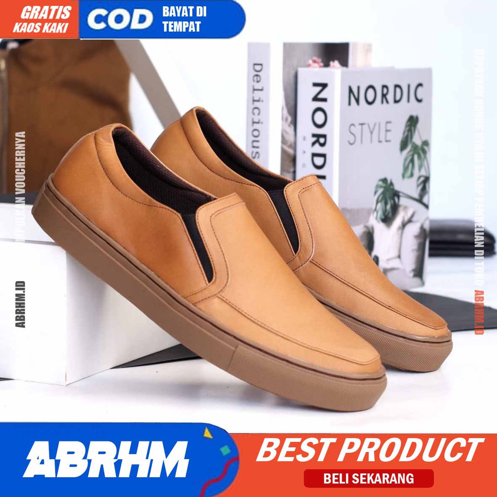 ABRHM x JIMAN Sepatu Kasual Pria Sepatu Kerja Pria Kantor Sepatu Pria Casual Cowok / Cowo Sepatu Casual kekinian Santai Gaya Keren Original Terlaris