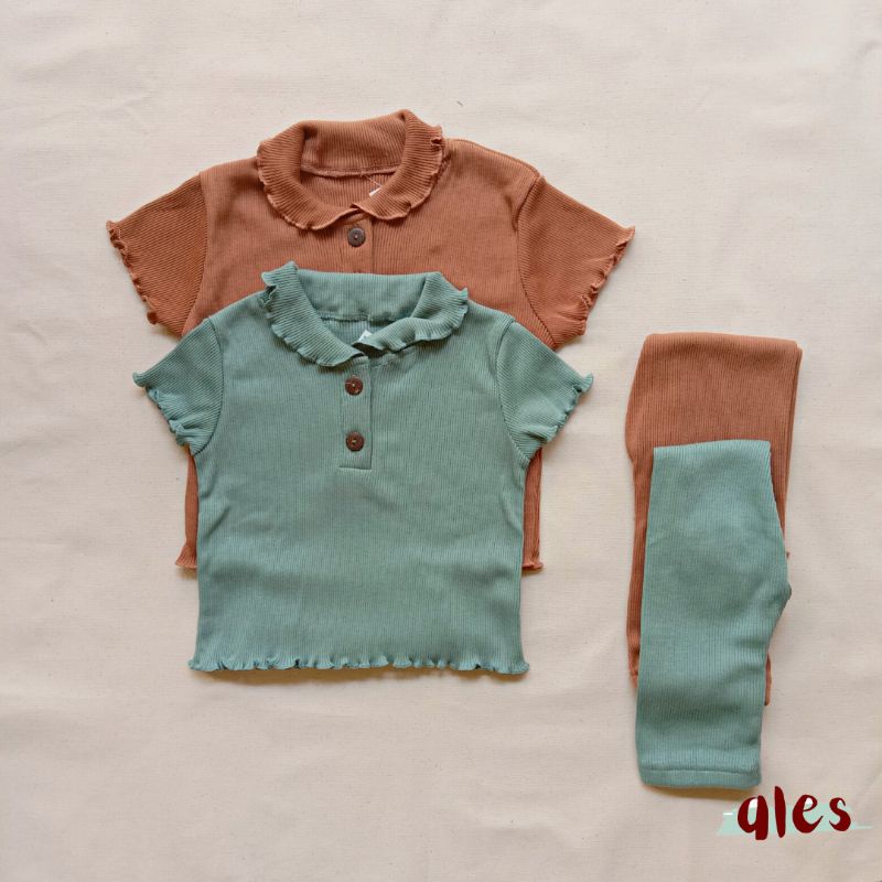Aleskidsss - QEELA SET / Setelan Baju Polos Anak Perempuan Murah/ One Set Polos Anak Cewek