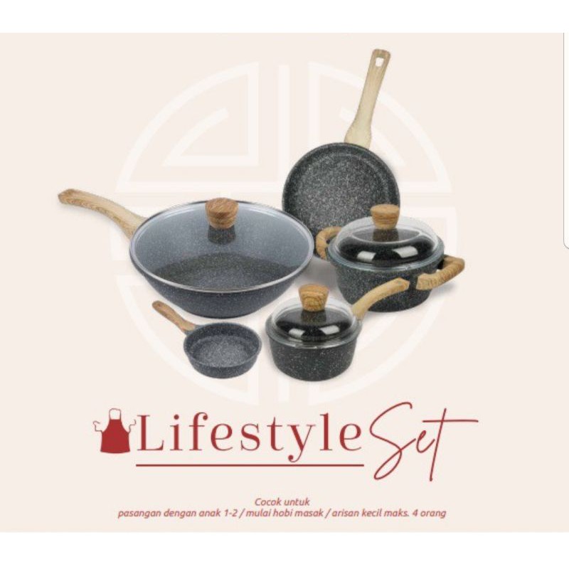 Granite Set Pan Frying Pan Granit Granite Fry Pan Sauce Pan Panci Kuali Wajan Penggorengan