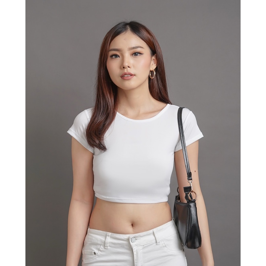 MODAVIE - SKY CROP TOP Baju Wanita Crop Top Korea Basic Crop Tee Korean Kaos Wanita Slim Fit