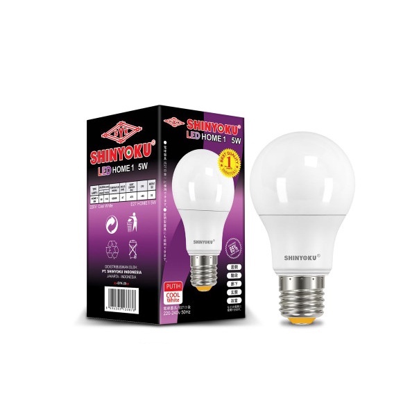 Lampu led home 1 shinyoku 5W warna putih