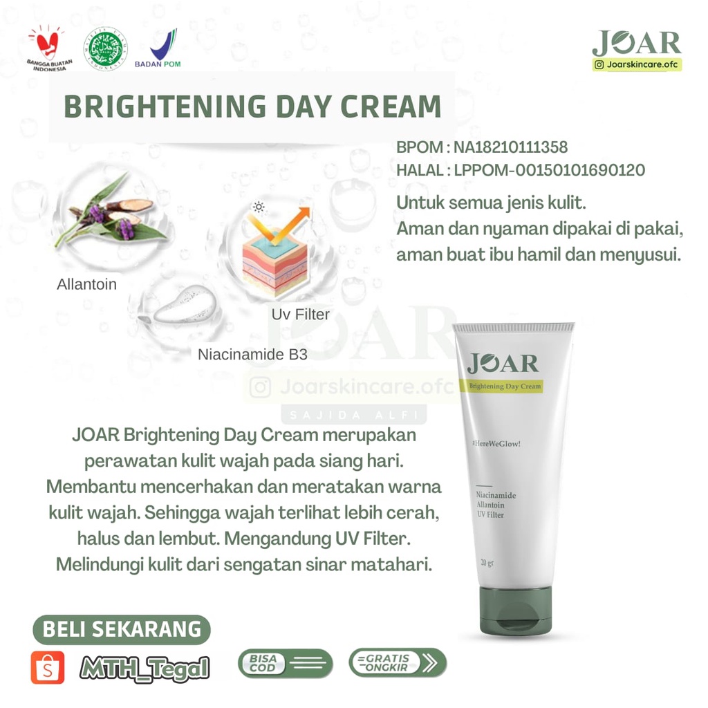 BISA COD (FREE ONGKIR) - JOAR SKINCARE DAY CREAM JOAR SKINCARE 100% ORIGINAL HALAL MUI