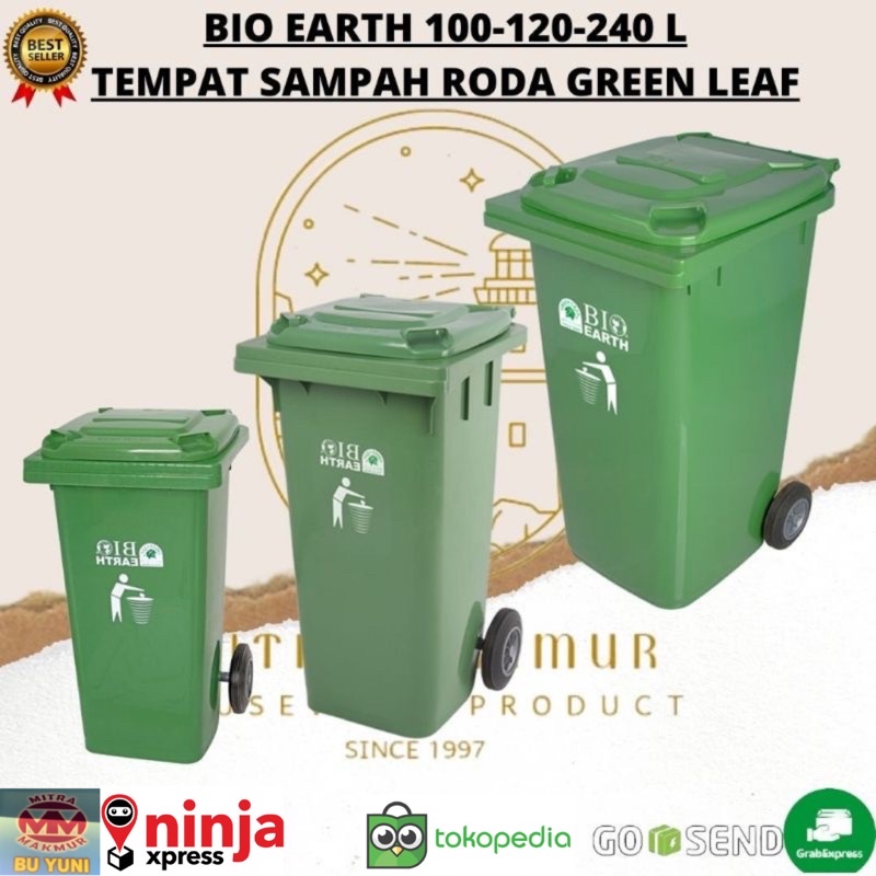 Jual GREEN LEAF - BIO EARTH / TEMPAT SAMPAH RODA 100-120-240 LITER ...