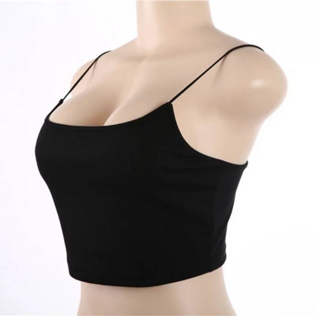 TANK TOP HITAM TALI SPAGHETTI PREMIUM BRA BAJU  DALAM HITAM  TALI TIPIS