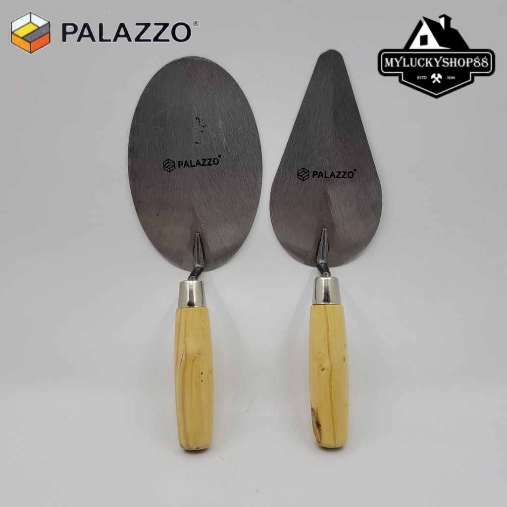 Sendok Semen Palazzo Gagang Kayu 6 inch Bulat Lancip 6&quot;